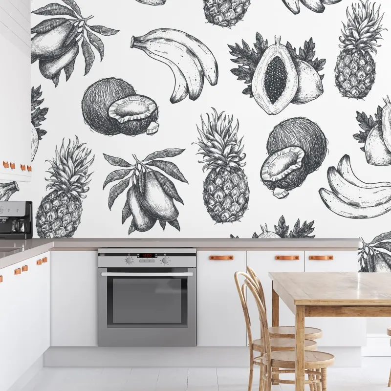 Fototapeta ręcznie rysowany wzór tropikalnych owoców