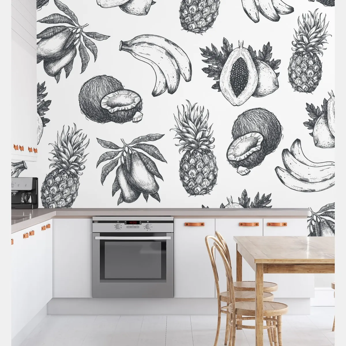 Fototapeta ręcznie rysowany wzór tropikalnych owoców – Wallissimo® Fototapeta ręcznie rysowany wzór tropikalnych owoców – Wallissimo®