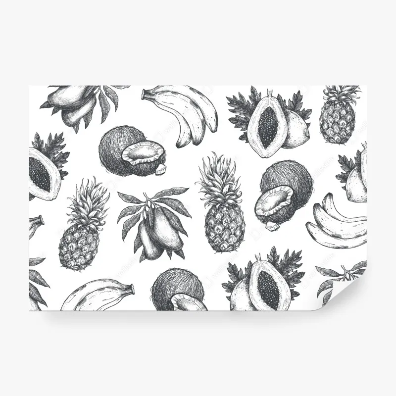 Fototapeta ręcznie rysowany wzór tropikalnych owoców