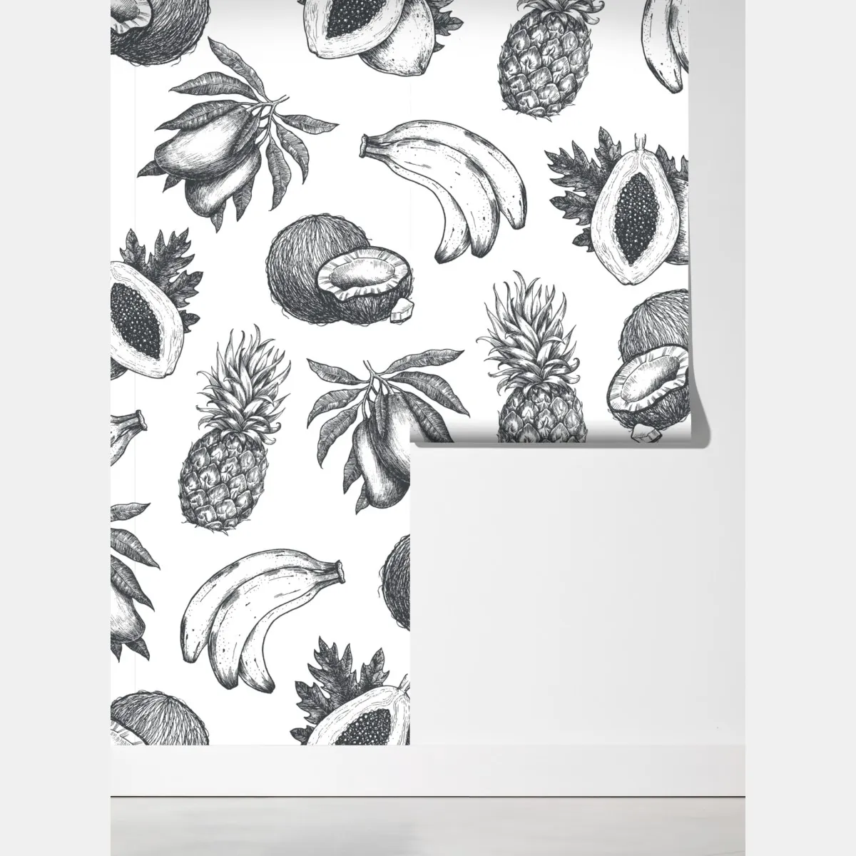 Fototapeta ręcznie rysowany wzór tropikalnych owoców – Wallissimo® Fototapeta ręcznie rysowany wzór tropikalnych owoców – Wallissimo®