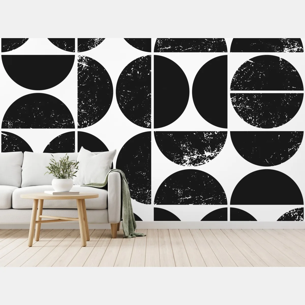 Fototapeta czarny geometryczny wzór z kół i półkół – Wallissimo® Fototapeta czarny geometryczny wzór z kół i półkół – Wallissimo®