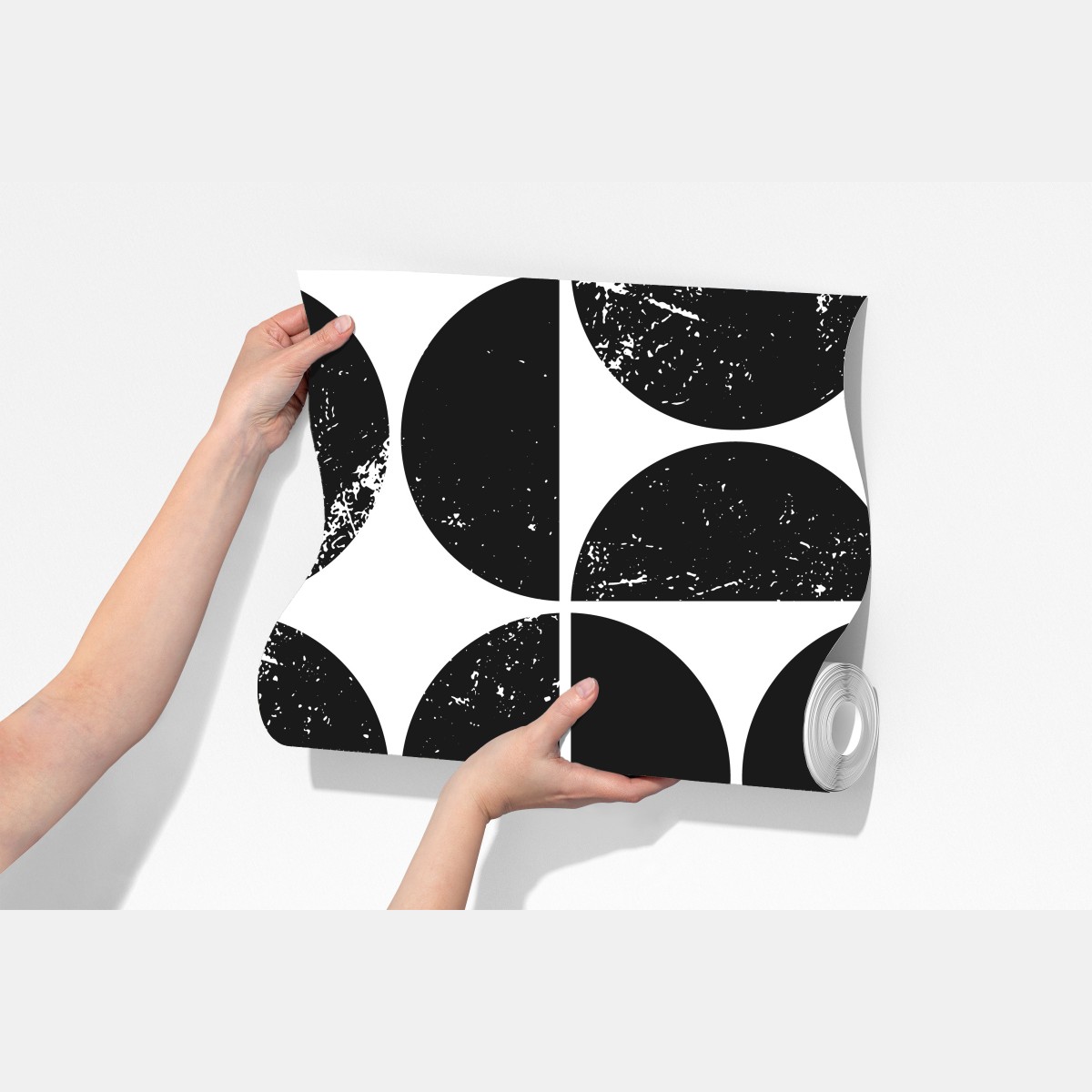 Fototapeta czarny geometryczny wzór z kół i półkół – Wallissimo® Fototapeta czarny geometryczny wzór z kół i półkół – Wallissimo®