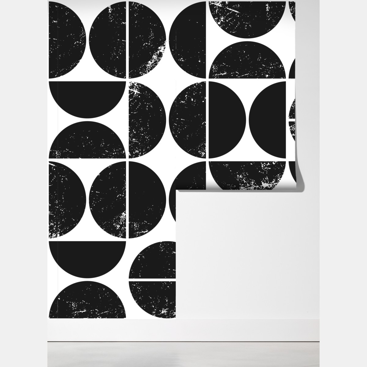 Fototapeta czarny geometryczny wzór z kół i półkół – Wallissimo® Fototapeta czarny geometryczny wzór z kół i półkół – Wallissimo®