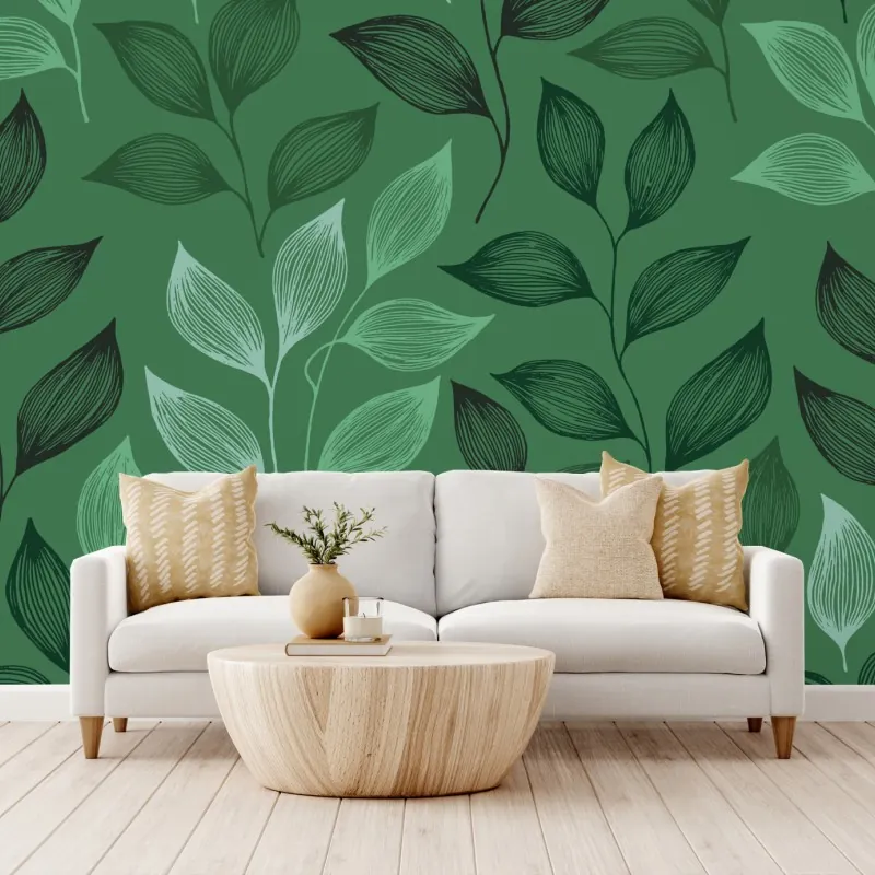 Fototapeta zielony botaniczny wzór liści