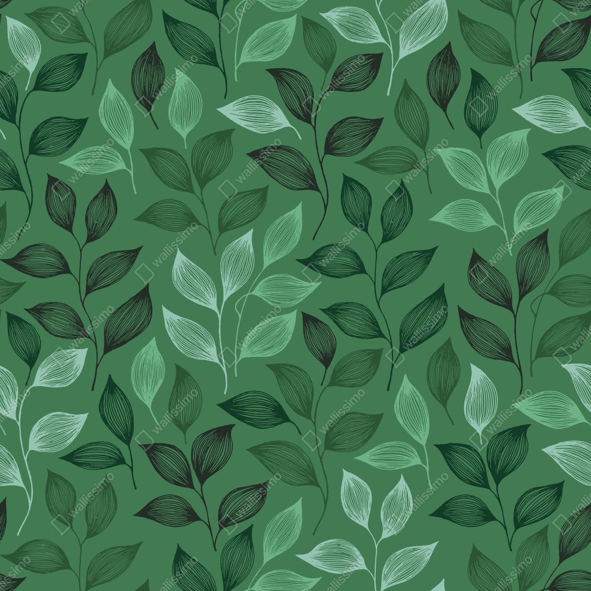 Fototapeta zielony botaniczny wzór liści – Wallissimo® Fototapeta zielony botaniczny wzór liści – Wallissimo®