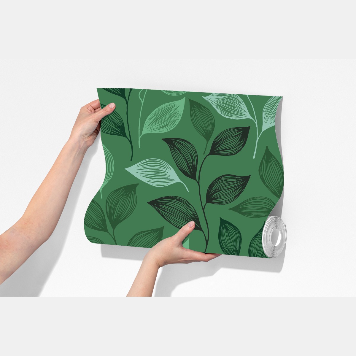 Fototapeta zielony botaniczny wzór liści – Wallissimo® Fototapeta zielony botaniczny wzór liści – Wallissimo®