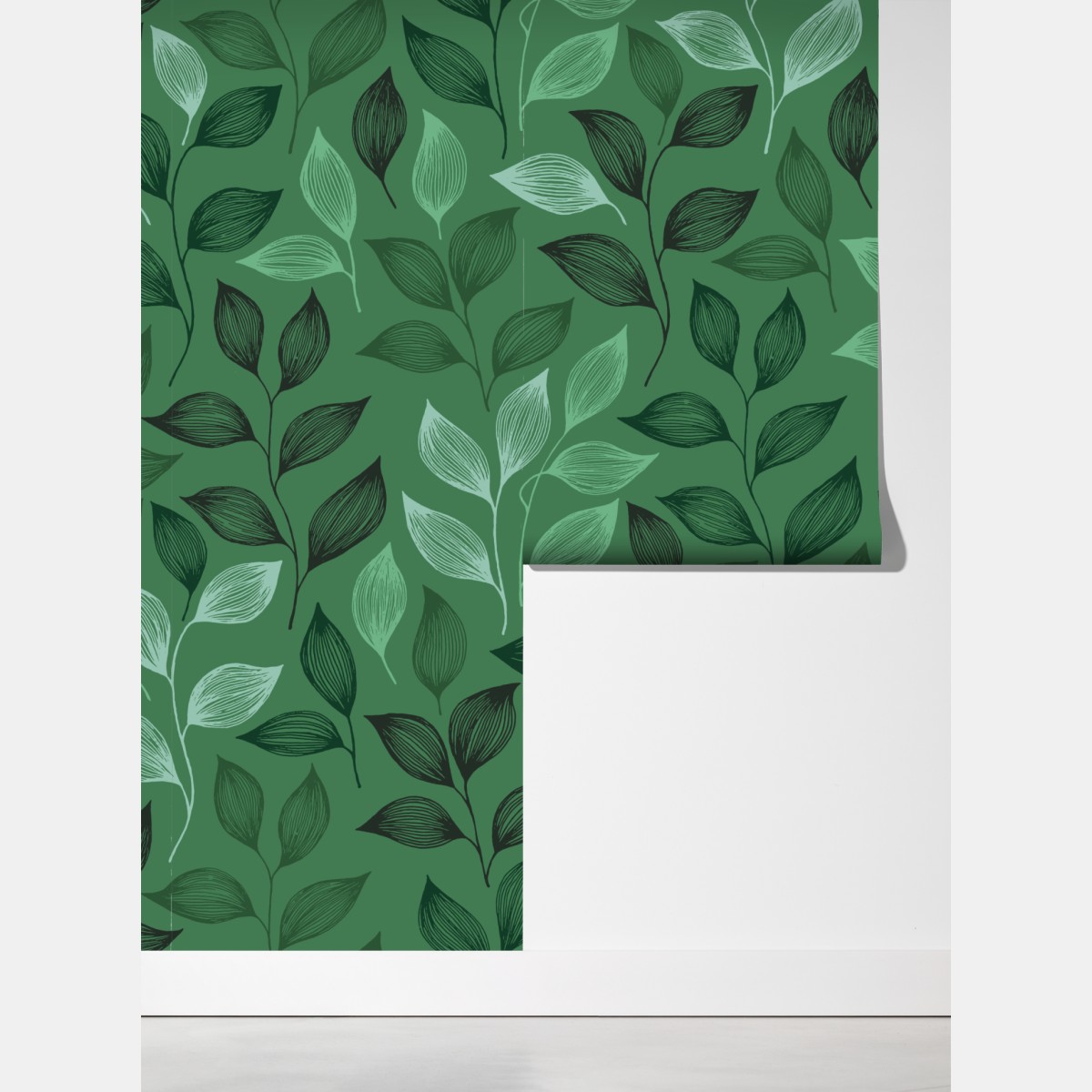 Fototapeta zielony botaniczny wzór liści – Wallissimo® Fototapeta zielony botaniczny wzór liści – Wallissimo®