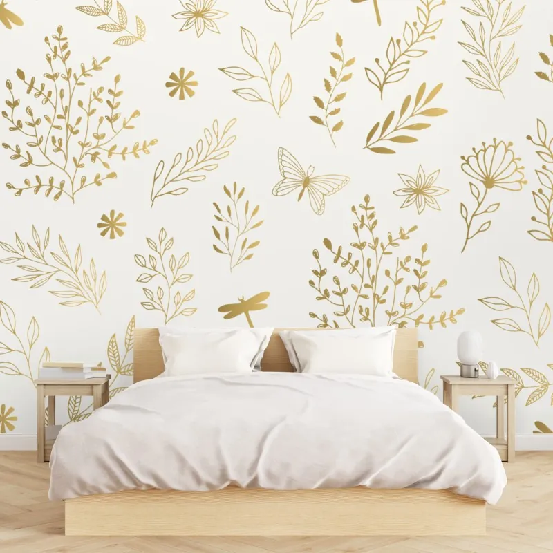 Fototapeta złoty botaniczny wzór