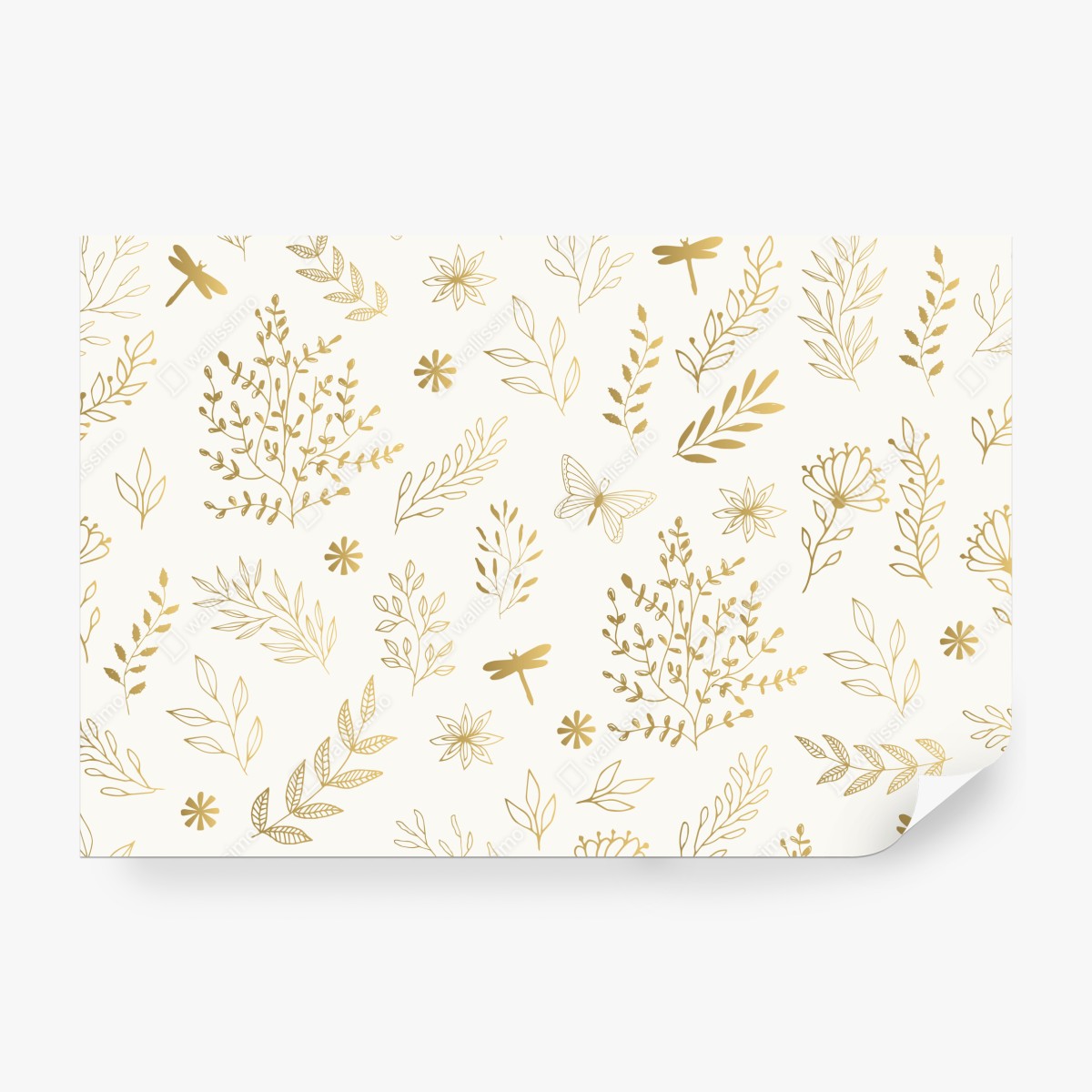 Fototapeta złoty botaniczny wzór – Wallissimo® Fototapeta złoty botaniczny wzór – Wallissimo®