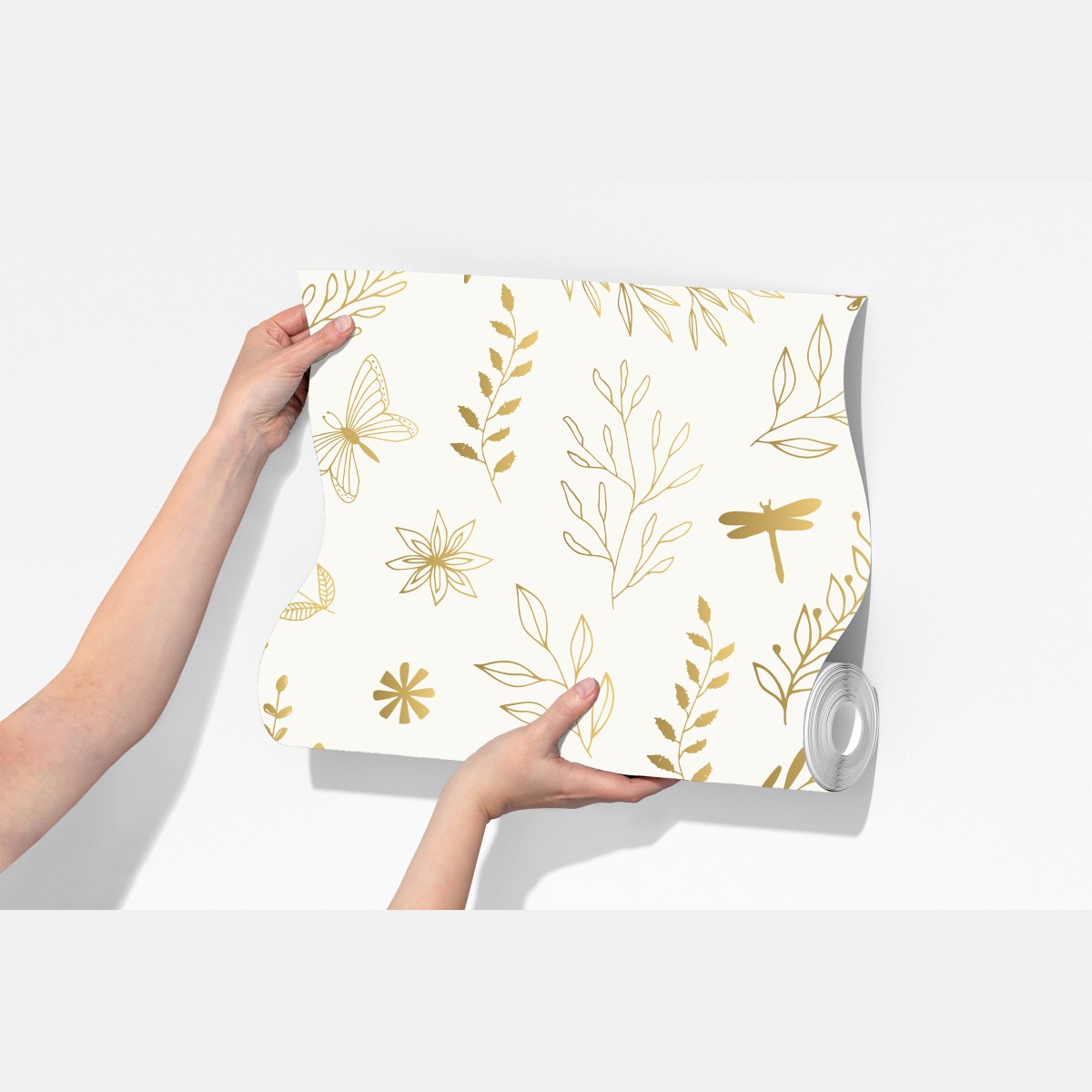 Fototapeta złoty botaniczny wzór – Wallissimo® Fototapeta złoty botaniczny wzór – Wallissimo®