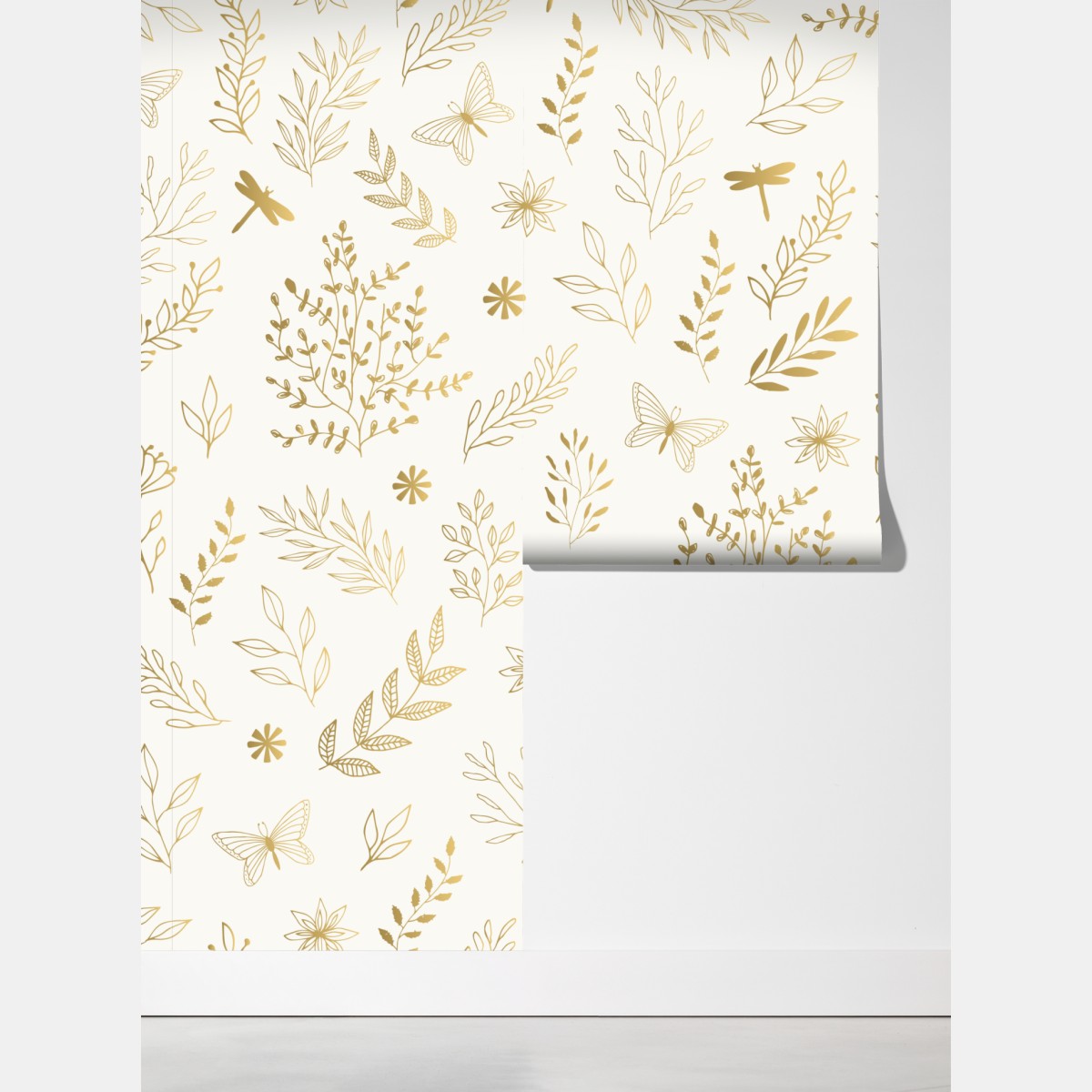 Fototapeta złoty botaniczny wzór – Wallissimo® Fototapeta złoty botaniczny wzór – Wallissimo®