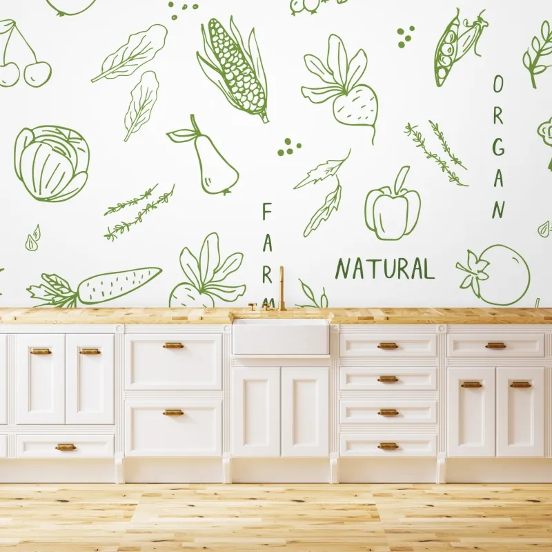 Fototapeta ręcznie rysowany wzór warzyw i owoców