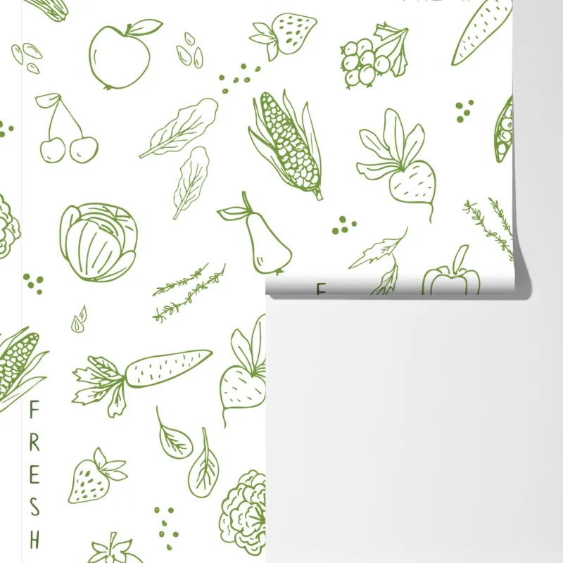 Fototapeta ręcznie rysowany wzór warzyw i owoców – Wallissimo® Fototapeta ręcznie rysowany wzór warzyw i owoców – Wallissimo®