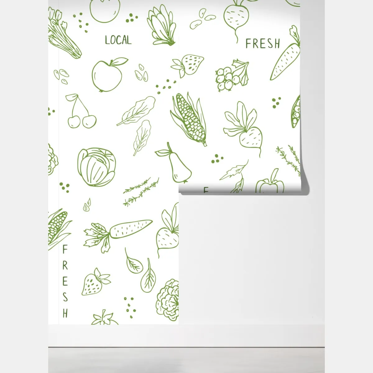 Fototapeta ręcznie rysowany wzór warzyw i owoców – Wallissimo® Fototapeta ręcznie rysowany wzór warzyw i owoców – Wallissimo®