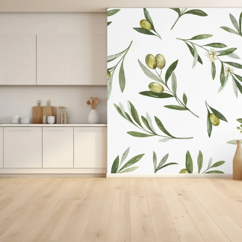 Fototapeta gałązki oliwne w akwareli