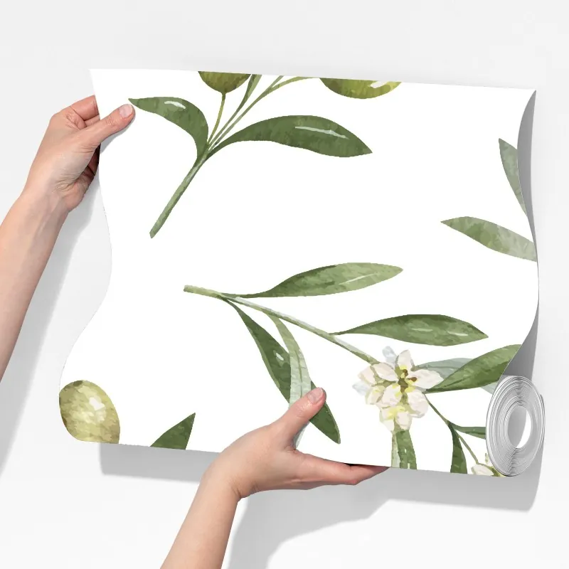 Fototapeta gałązki oliwne w akwareli – Wallissimo® Fototapeta gałązki oliwne w akwareli – Wallissimo®