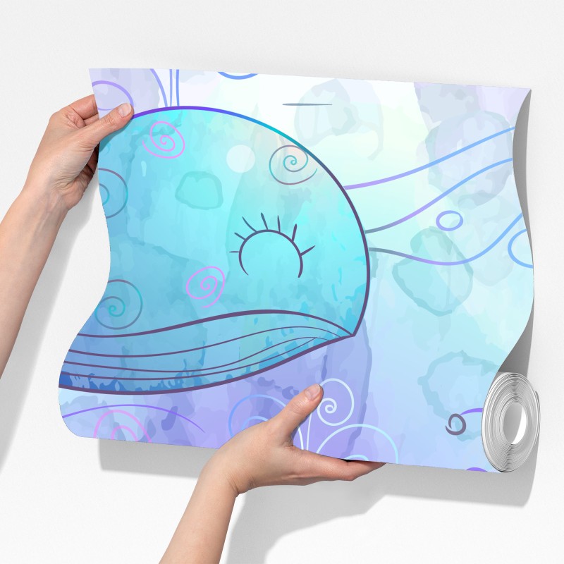 Fototapeta akwarelowy wzór z wielorybami do pokoju dziecięcego – Wallissimo® Fototapeta akwarelowy wzór z wielorybami do pokoju dziecięcego – Wallissimo®