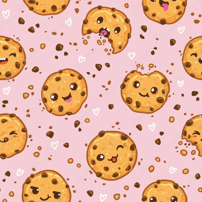 Fototapeta uroczy wzór ciasteczek kawaii na różowym tle – Wallissimo® Fototapeta uroczy wzór ciasteczek kawaii na różowym tle – Wallissimo®