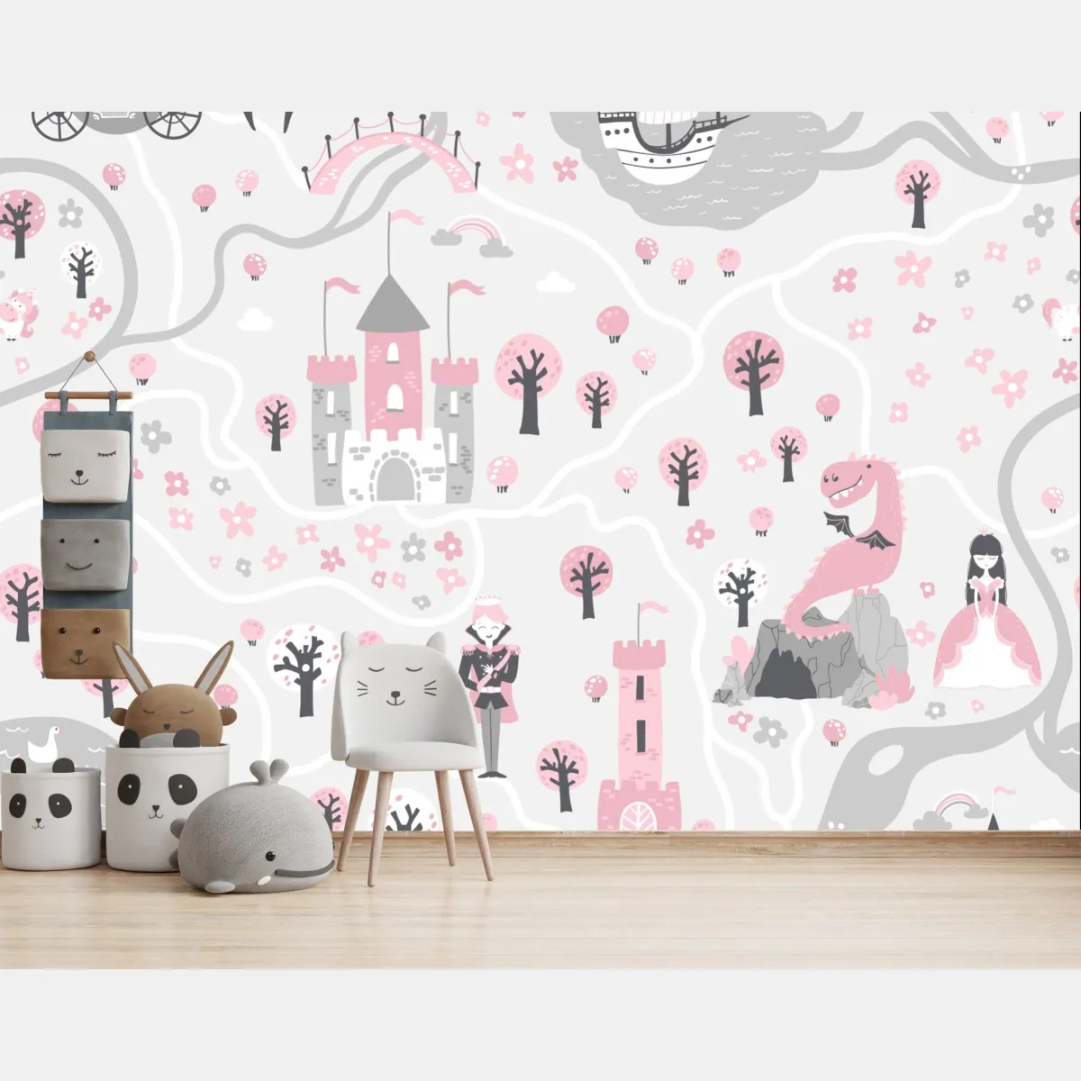 Fototapeta pastelowa mapa baśniowa – Wallissimo® Fototapeta pastelowa mapa baśniowa – Wallissimo®