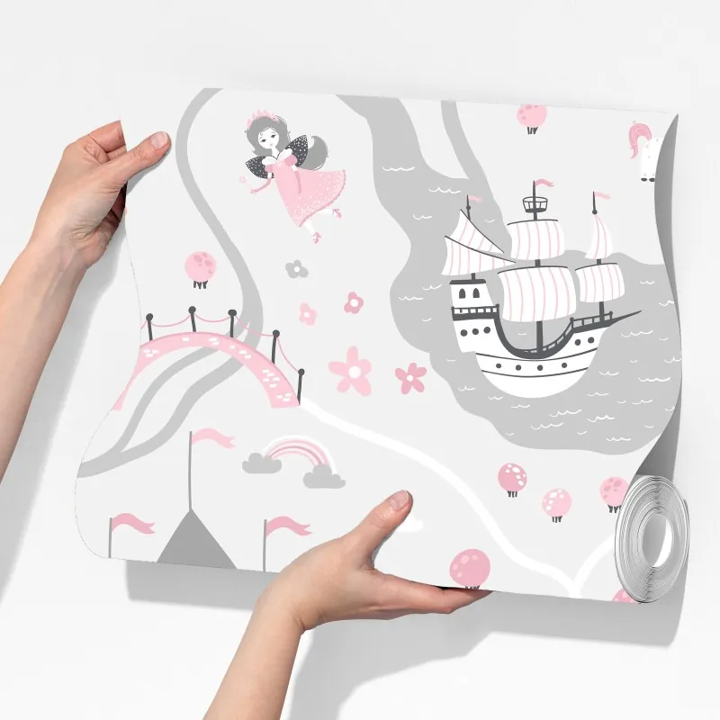 Fototapeta pastelowa mapa baśniowa – Wallissimo® Fototapeta pastelowa mapa baśniowa – Wallissimo®