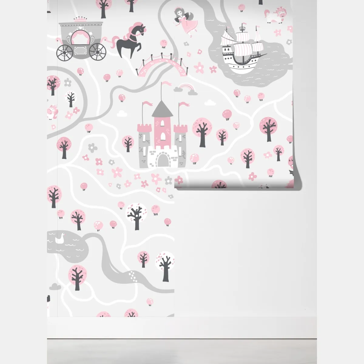 Fototapeta pastelowa mapa baśniowa – Wallissimo® Fototapeta pastelowa mapa baśniowa – Wallissimo®