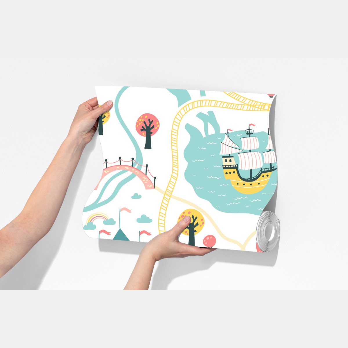 Fototapeta pastelowa mapa przygód dla dzieci – Wallissimo® Fototapeta pastelowa mapa przygód dla dzieci – Wallissimo®