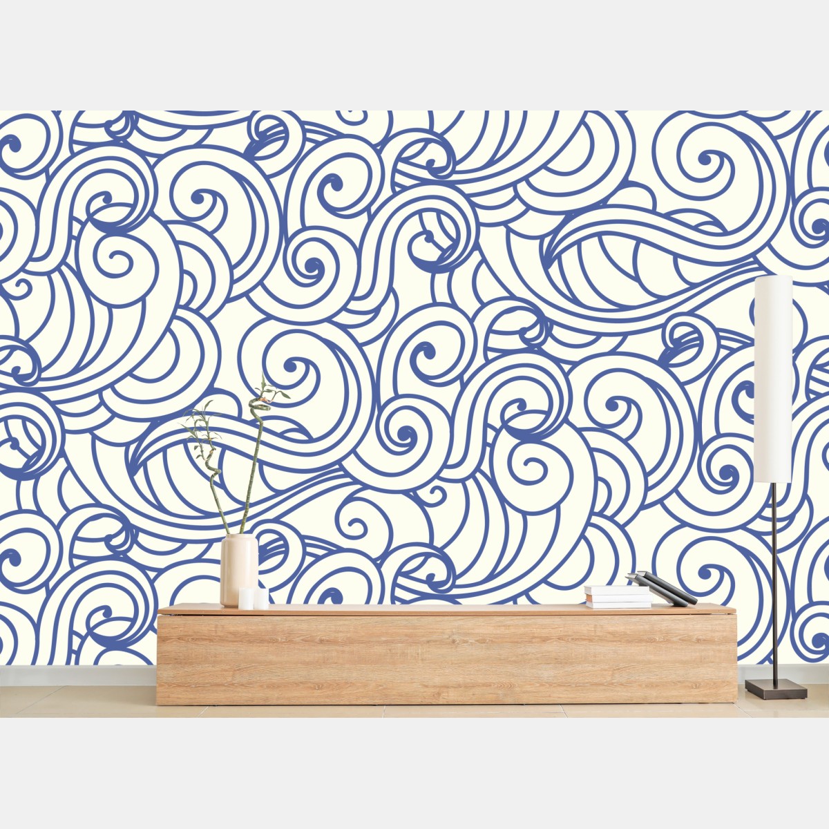 Wall mural blue swirl seamless pattern