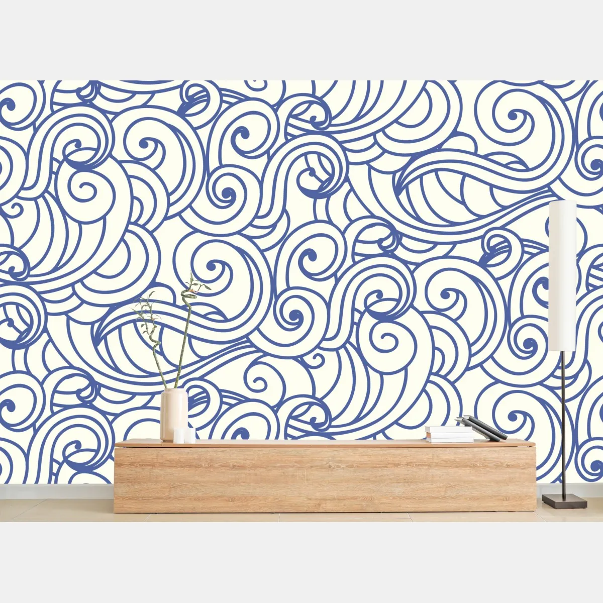 Fototapeta niebieski wzór ze spiralami – Wallissimo® Fototapeta niebieski wzór ze spiralami – Wallissimo®