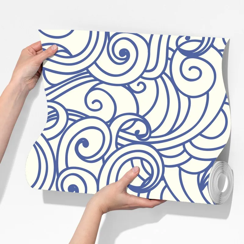 Fototapeta niebieski wzór ze spiralami – Wallissimo® Fototapeta niebieski wzór ze spiralami – Wallissimo®