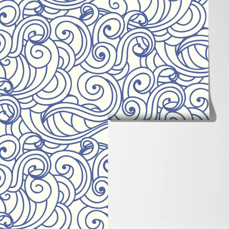 Fototapeta niebieski wzór ze spiralami – Wallissimo® Fototapeta niebieski wzór ze spiralami – Wallissimo®