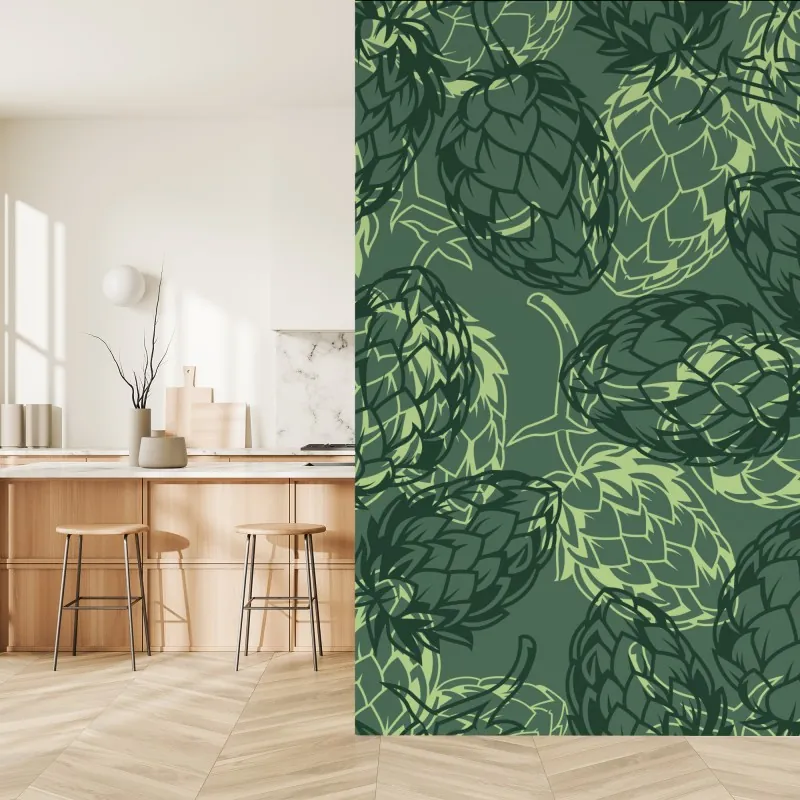 Fototapeta zielony wzór szyszek chmielu