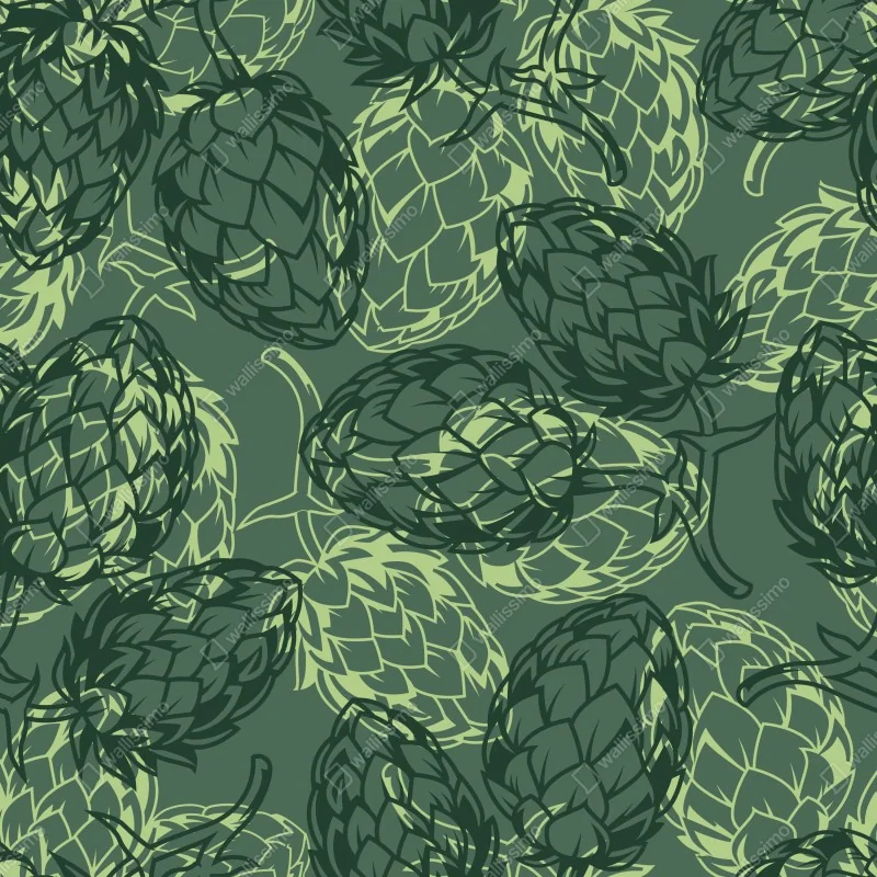 Fototapeta zielony wzór szyszek chmielu – Wallissimo® Fototapeta zielony wzór szyszek chmielu – Wallissimo®