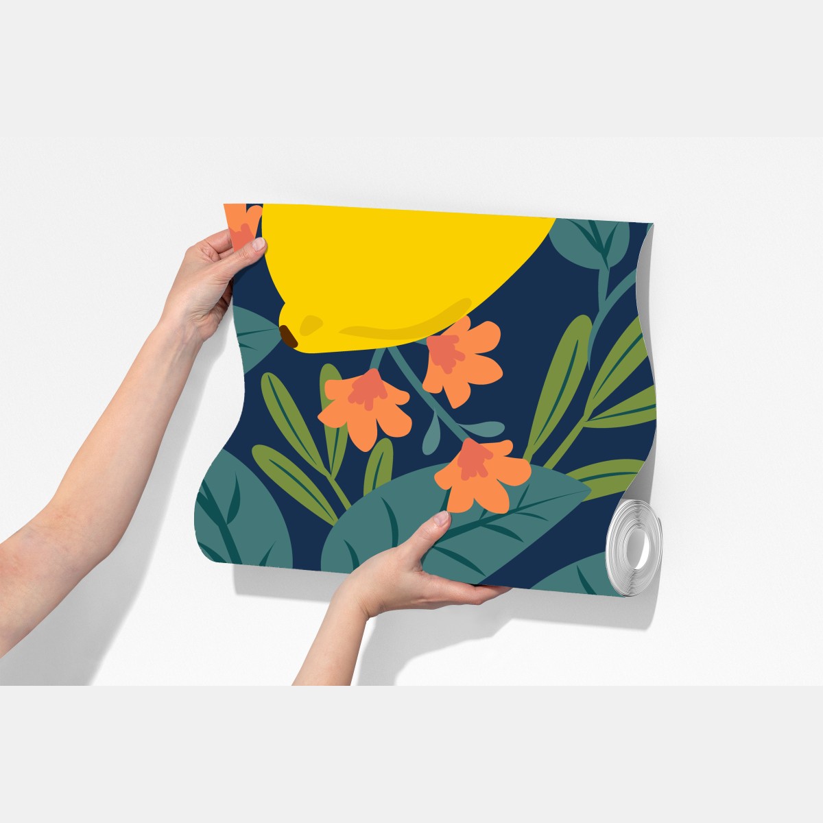 Fototapeta jaskrawy botaniczny wzór z cytrynami – Wallissimo® Fototapeta jaskrawy botaniczny wzór z cytrynami – Wallissimo®