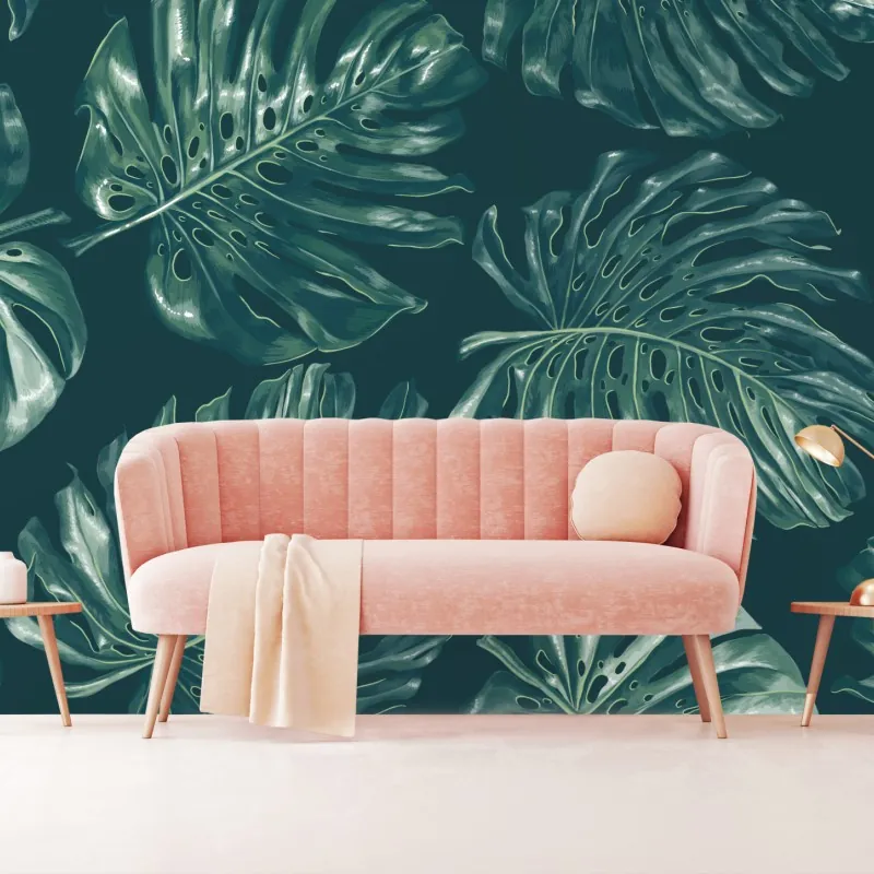 Fototapeta wzór tropikalnych liści monstery – Wallissimo® Fototapeta wzór tropikalnych liści monstery – Wallissimo®