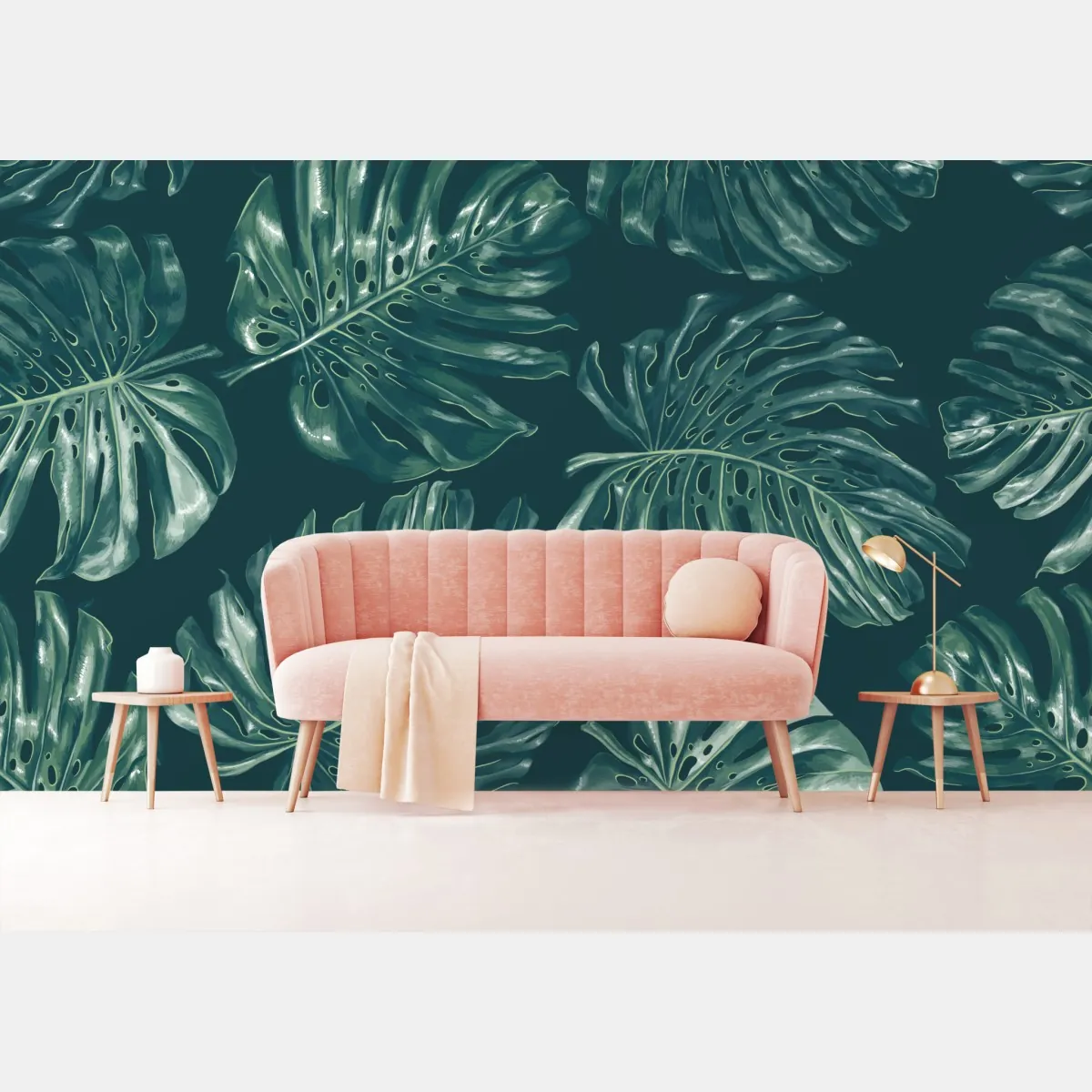 Fototapeta wzór tropikalnych liści monstery – Wallissimo® Fototapeta wzór tropikalnych liści monstery – Wallissimo®