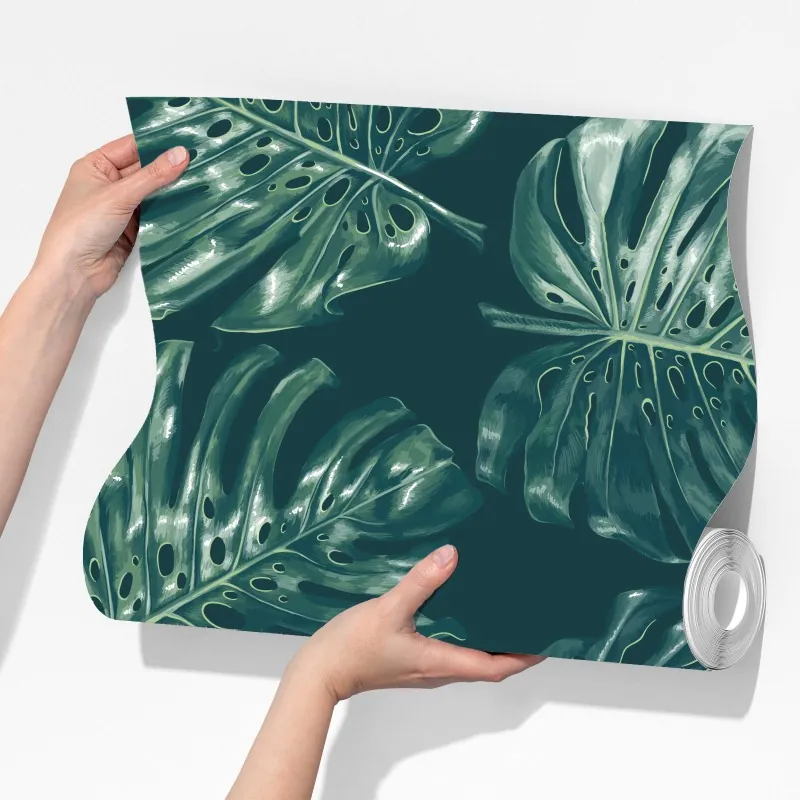 Fototapeta wzór tropikalnych liści monstery – Wallissimo® Fototapeta wzór tropikalnych liści monstery – Wallissimo®