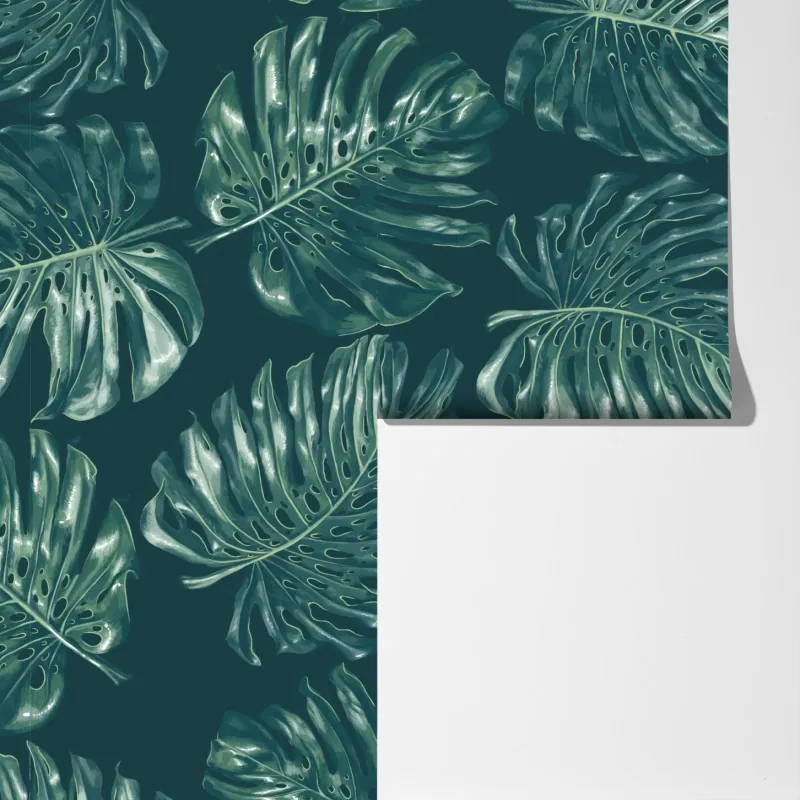 Fototapeta wzór tropikalnych liści monstery – Wallissimo® Fototapeta wzór tropikalnych liści monstery – Wallissimo®