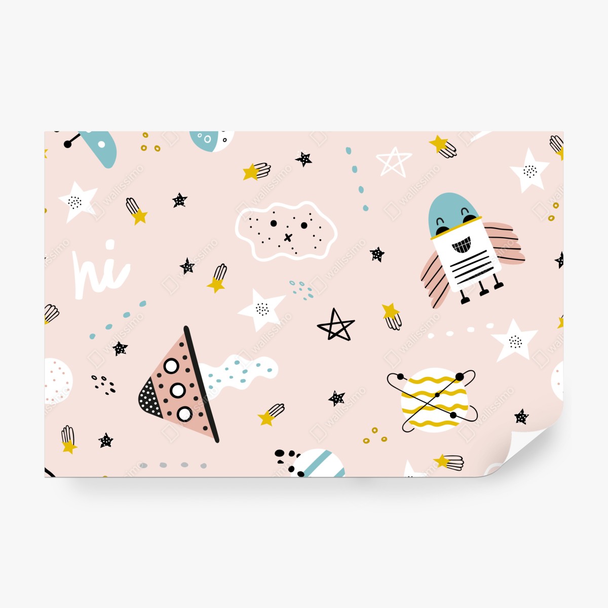 Fototapeta zabawny pastelowy wzór kosmiczny dla dzieci – Wallissimo® Fototapeta zabawny pastelowy wzór kosmiczny dla dzieci – Wallissimo®