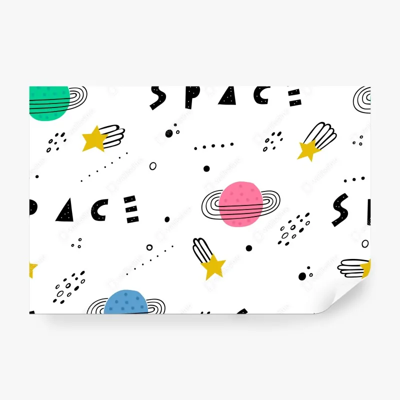 Fototapeta zabawny wzór z planetami i gwiazdami