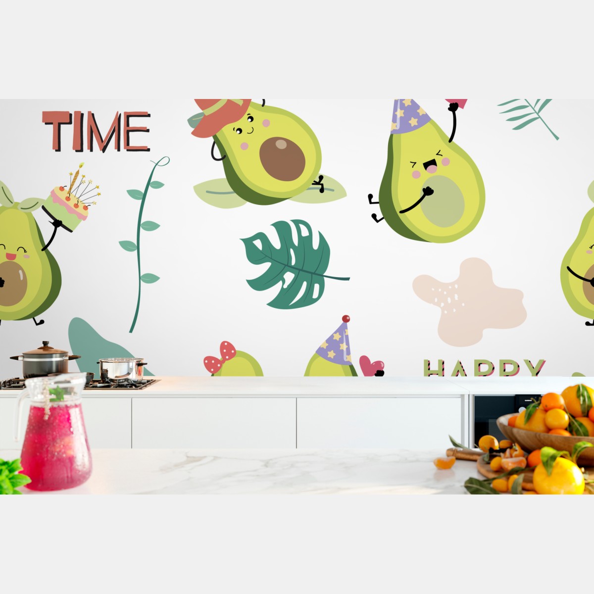 Wall mural playful avocado party pattern