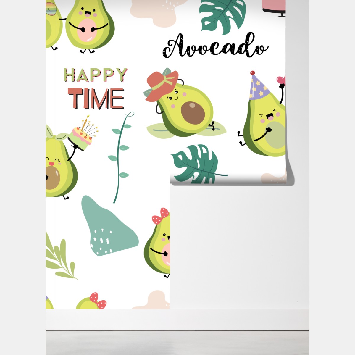 Fototapeta wesoły wzór z awokado – Wallissimo® Fototapeta wesoły wzór z awokado – Wallissimo®
