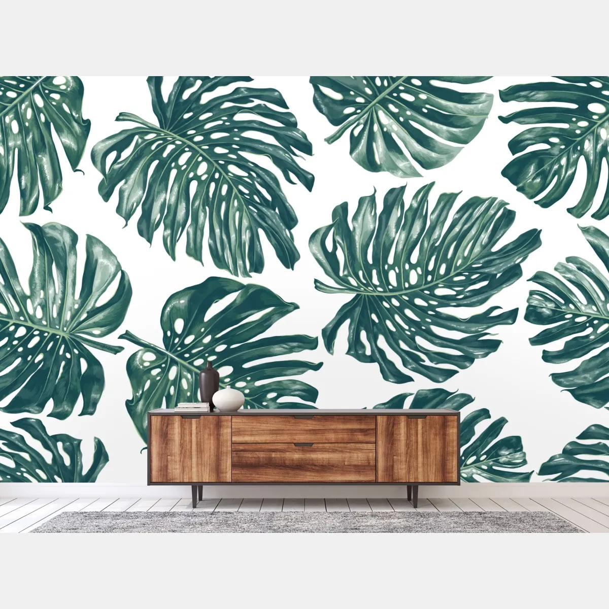 Fototapeta wzór botaniczny liści monstery – Wallissimo® Fototapeta wzór botaniczny liści monstery – Wallissimo®