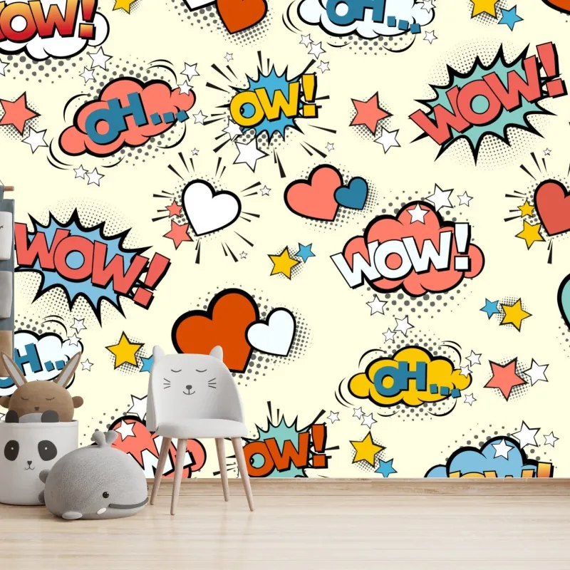 Fototapeta pop art komiksowe serca i dymki