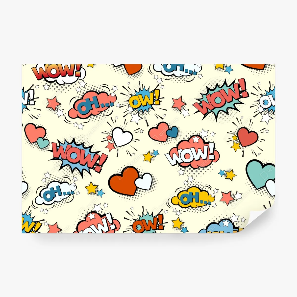 Fototapeta pop art komiksowe serca i dymki – Wallissimo® Fototapeta pop art komiksowe serca i dymki – Wallissimo®