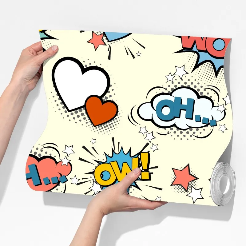 Fototapeta pop art komiksowe serca i dymki – Wallissimo® Fototapeta pop art komiksowe serca i dymki – Wallissimo®