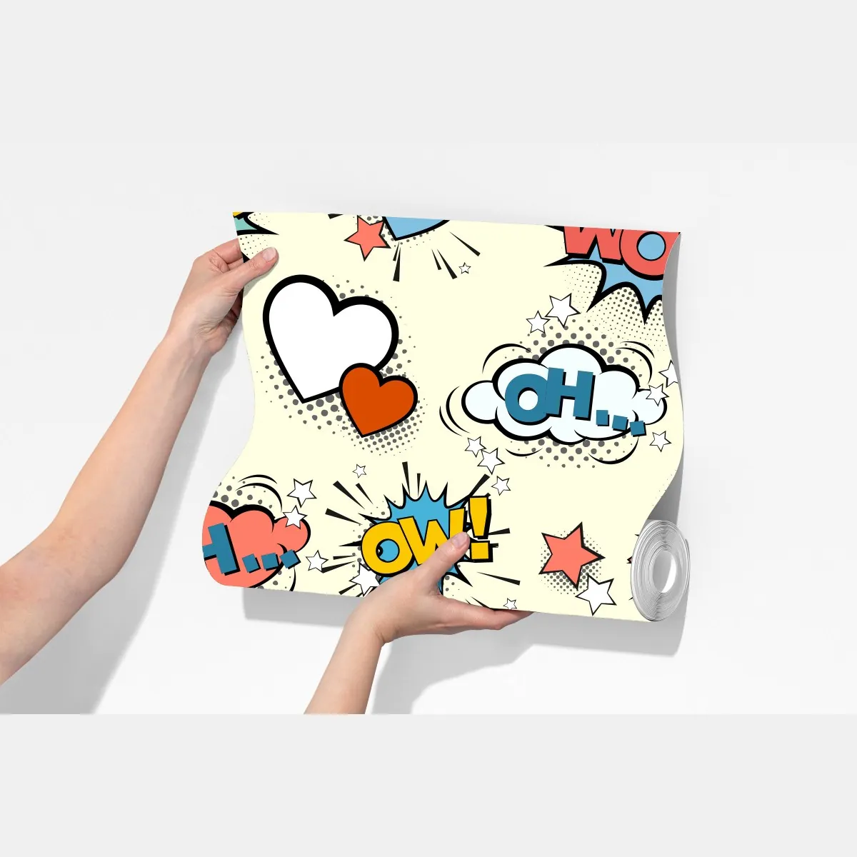 Fototapeta pop art komiksowe serca i dymki – Wallissimo® Fototapeta pop art komiksowe serca i dymki – Wallissimo®