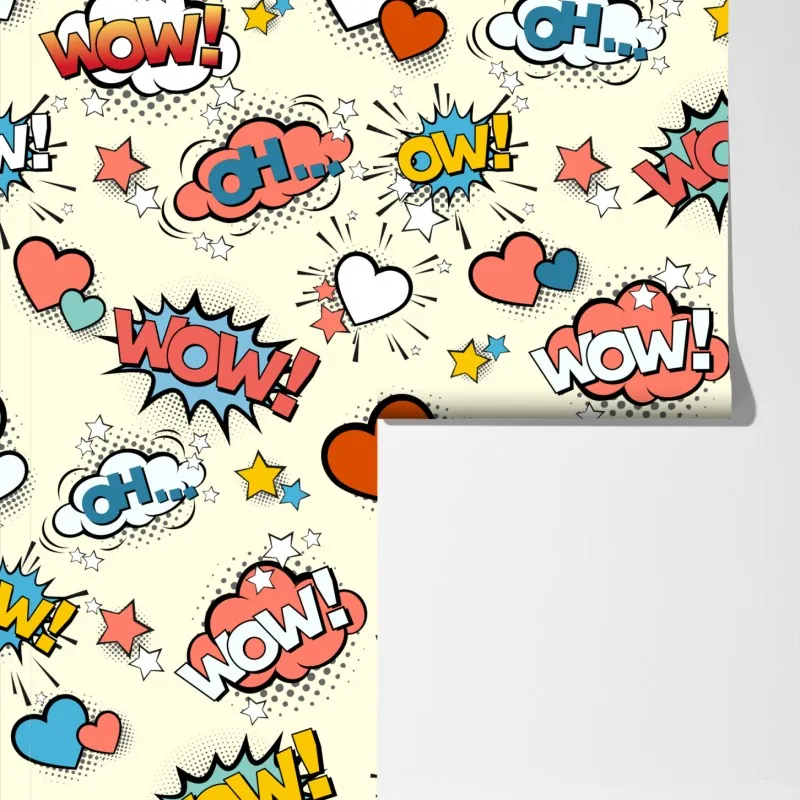 Fototapeta pop art komiksowe serca i dymki – Wallissimo® Fototapeta pop art komiksowe serca i dymki – Wallissimo®