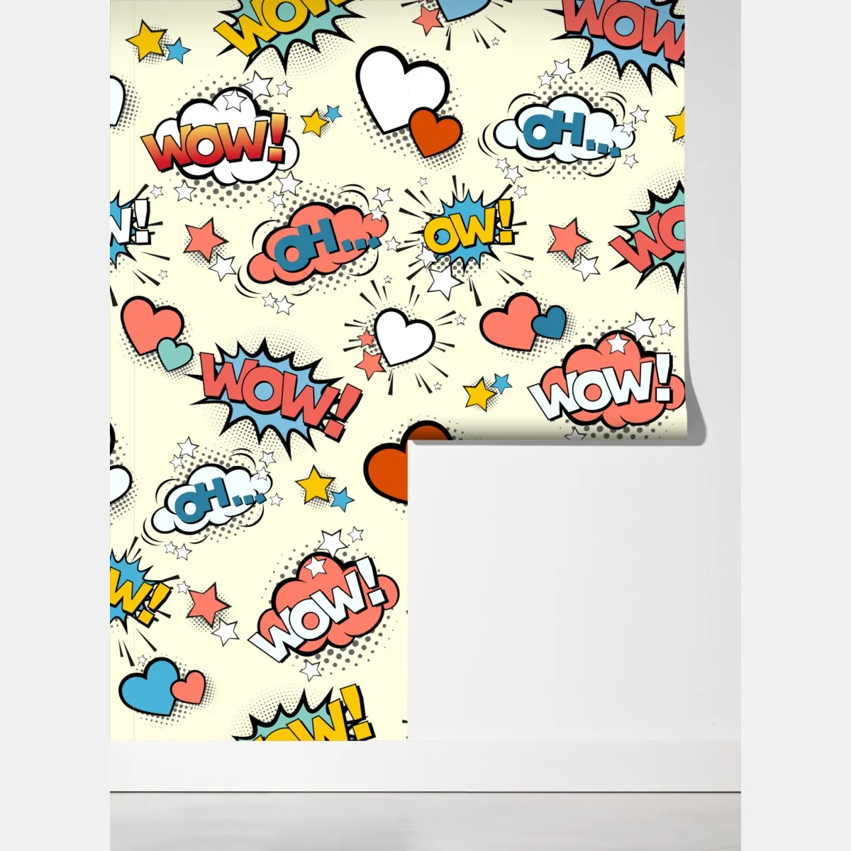 Fototapeta pop art komiksowe serca i dymki – Wallissimo® Fototapeta pop art komiksowe serca i dymki – Wallissimo®