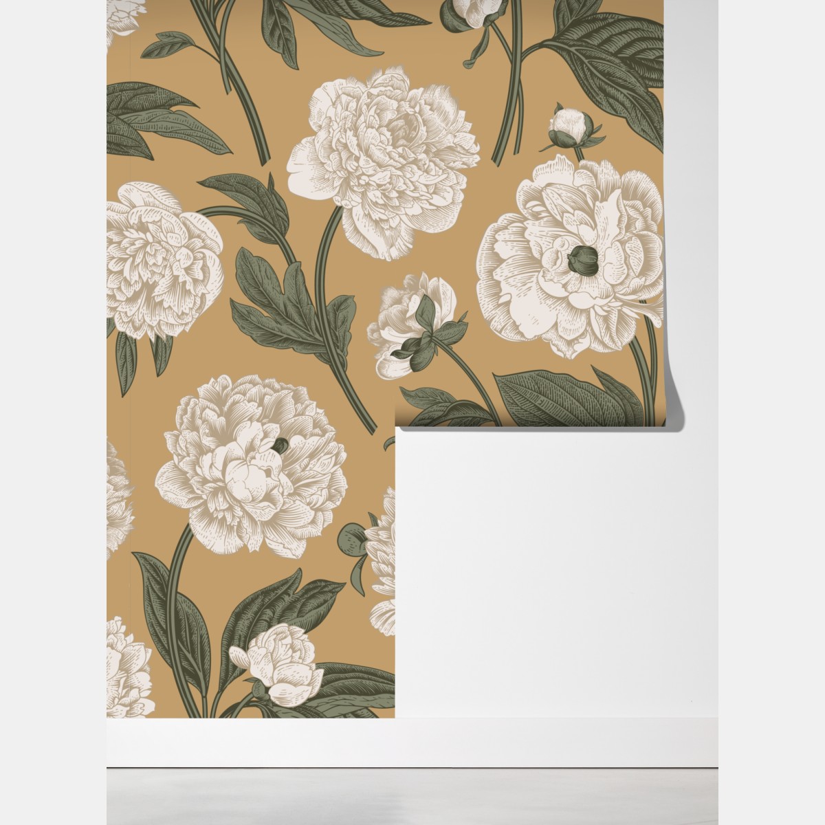 Fototapeta vintage wzór botaniczny z piwoniami – Wallissimo® Fototapeta vintage wzór botaniczny z piwoniami – Wallissimo®