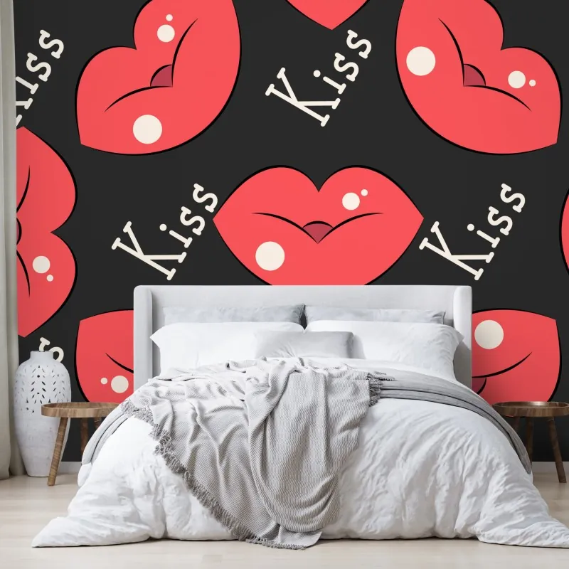 Fototapeta zabawny wzór różowych ust